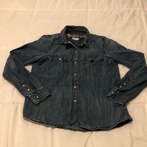 Madewell denim chambray button up long sleeve size XS office wear feminine